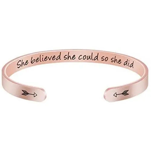 Joycuff Rose Gold Inspirational Cuff Bracelets for Women Motivational Encouragement Birthday Gifts for Mantra Jewelry Funny Stainless Steel Bangle for Her Joycuff Rose Gold Inspirational Cuff Bracelets for Women Motivational Encouragement Birthday Gifts for Mantra Jewelry Funny Stainless Steel Bangle for Her