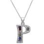 Pori Jewelers Sterling Silver Baguette and Round-Cut Crystal Initial Pendant Necklace