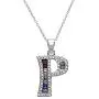 Pori Jewelers Sterling Silver Baguette and Round-Cut Crystal Initial Pendant Necklace