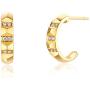 FANCIME Solid 14K Real Yellow Gold Diamond 0.06 CTTW Small Cut Unique Open Half Cuff Hoop Earrings Dainty Delicate Everyday Fine Jewelry For Women Girls Diameter 15mm