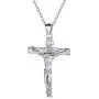 Nofade Silver Men Women Sterling Silver Jesus Christ Crucifix Cross Pendant Necklace with 18 Inches Sterling Silver Chain, Customizable (with Gift Box)