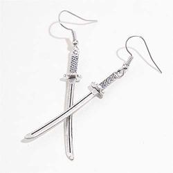 coadipress Vintage Katana Knife Dangle Drop Earrings for Women Girls Personalized Creative Funny Punk Cool Silver Retro Statement Earrings