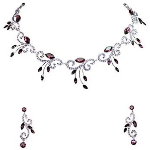 Faship Gorgeous Rhinestone Crystal Floral Necklace Earrings Set Faship Gorgeous Rhinestone Crystal Floral Necklace Earrings Set
