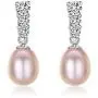 Water Drop Pearl Stud Earrings & Silver Chain Pendant Set| Good Quality Natural, Flawless Freshwater Pearl & 925 Sterling Silver| The Most Unique Fashion Jewelry Set (2 | Pink Pearls)
