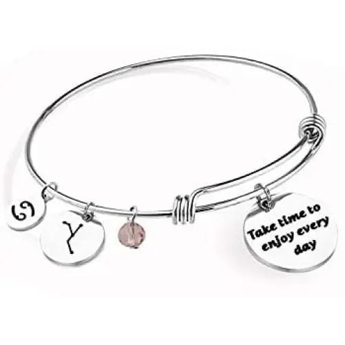 AKTAP Zodiac Bracelet Birthday Gift Take Time to Enjoy Every Day Zodiac Charms Constellation Jewelry Gift for Her