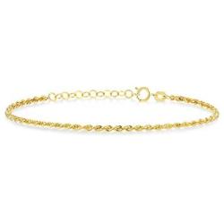 GELIN 14k Solid Gold Rope Chain Adjustable Bracelet for Women