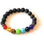 LASA Stones -Lava stones and real 7 chakra stones bracelet unisex - Beaded bracelets - crystals and healing stones - Essential Oil Diffuser Bracelet - Stress relief bracelets. Yoga, Reiki, meditation