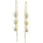 Delicate Three Colorful Pastel Crystal Pink Green Multi Color Dangle Long Chain Butterfly Threader Earrings For Women Teens Stabilizing U Wire 18K Gold Plated