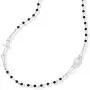 Miabella 925 Sterling Silver Italian Handmade Natural Black Spinel Rosary Beaded Sideways Cross Necklace for Women Teen Girls 18, 20 Inch Chain Made in Italy