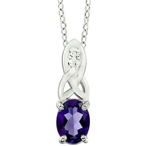 RB Gems Sterling Silver 925 Pendant Necklace Genuine Gemstone Oval 8x6 mm, Rhodium-Plated Finish, Sliding RB Gems Sterling Silver 925 Pendant Necklace Genuine Gemstone Oval 8x6 mm, Rhodium-Plated Finish, Sliding