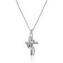 Sterling Silver Cubic Zirconia ''Faith Hope Love'' Cross Pendant Necklace, 18''