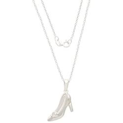 Disney Princess Cinderella Sterling Silver Slipper Pendant Necklace, 18 Inch Chain