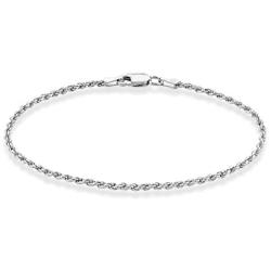 Miabella 925 Sterling Silver Italian 2mm, 3mm Diamond-Cut Braided Rope Chain Anklet Ankle Bracelet for Women Teen Girls 9, 10 Inch Made in Italy