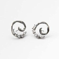 ORDOR 14K black -plated-brass Circle stud Earrings For Women 0.79'' x 0.79''/Silver post/Nickel free/brass, Cubic Zirconia(white color)…