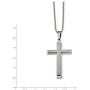 Solid Stainless Steel Mens Brushed and Layered 22 inch Cross Engravable Pendant Necklace Charm Chain - with Secure Lobster Lock Clasp 22'' (Width = 31mm)