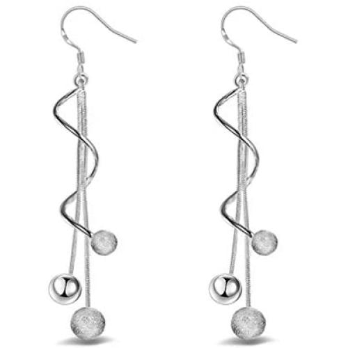 YAZILIND Drop Dangle Earrings Silver Ball Wave Vintage Boho Women Fish Hook Earrings Retro Personalized Statement Elegant Jewelry