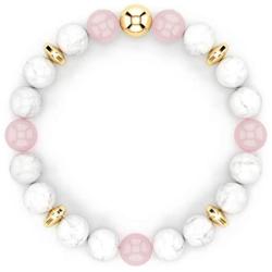 Rose Quartz Bracelet for Women, Authentic Rose Quartz Crystal + White Jade + White Howlite + Hematite Anti Anxiety Bracelet for Women, Natural Energy Healing Crystal Love Attraction Bracelet