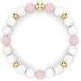 Rose Quartz Bracelet for Women, Authentic Rose Quartz Crystal + White Jade + White Howlite + Hematite Anti Anxiety Bracelet for Women, Natural Energy Healing Crystal Love Attraction Bracelet