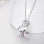 AOBOCO I Love You Forever Cute Animal Heart Pendant Necklace with Austrian Crystal, Valentines Anniversary Birthday Jewelry Gift for Women