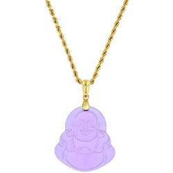 Laughing Buddha Purple Jade Pendant Necklace Rope Chain Genuine Certified Grade A Jadeite Jade Hand Crafted, Religious Green Jade Necklace, 14k Gold Finish Laughing Jade Buddha Necklace, Purple Jade Medallion, Mens Jewelry