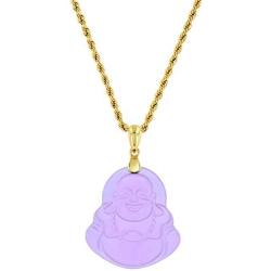 Laughing Buddha Purple Jade Pendant Necklace Rope Chain Genuine Certified Grade A Jadeite Jade Hand Crafted, Religious Green Jade Necklace, 14k Gold Finish Laughing Jade Buddha Necklace, Purple Jade Medallion, Mens Jewelry