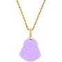 Laughing Buddha Purple Jade Pendant Necklace Rope Chain Genuine Certified Grade A Jadeite Jade Hand Crafted, Religious Green Jade Necklace, 14k Gold Finish Laughing Jade Buddha Necklace, Purple Jade Medallion, Mens Jewelry