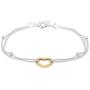 Vanbelle Yellow Gold & Silver Plated Two Tone 925 Sterling Silver Open Heart Charm with Double Layered Beaded Chain Bracelet for Women and Girls