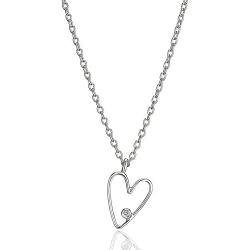 Molly B London 1pt Diamond Love Heart Necklace - Girls Jewelry for Christening Gift to Teen Birthday Present