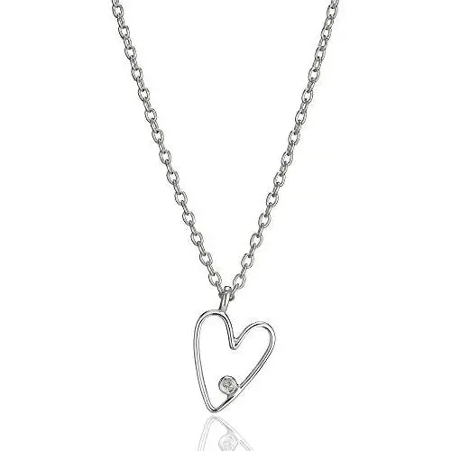 Molly B London 1pt Diamond Love Heart Necklace - Girls Jewelry for Christening Gift to Teen Birthday Present