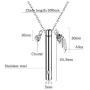 TGLS Angel Wing Necklace Cremation Jewelry with Clear Crystal Cylinder Urn Ashes Necklaces Memorial Keepsake Pendant