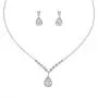 Fairyu Womens Wedding Crystal Teardrop Pendant Necklace Earrings Dangle Set Silver Plated Rhinestone Bridal Necklaces Earrings Drop Bridal Jewelry for Party Prom Pageant