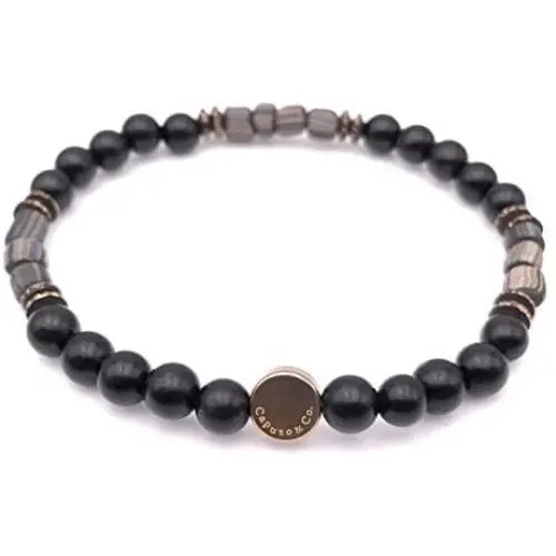 Mens Recycled Glass & Black Ebony Wood Stretch Bead Bracelet Handcrafted in Usa Mens Recycled Glass & Black Ebony Wood Stretch Bead Bracelet Handcrafted in Usa