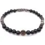Mens Recycled Glass & Black Ebony Wood Stretch Bead Bracelet Handcrafted in Usa Mens Recycled Glass & Black Ebony Wood Stretch Bead Bracelet Handcrafted in Usa