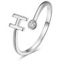 2Pcs Initial Letter Ring for Teen Girls with Cubic Zirconia Adjustable A-Z Stackable Ring for Women