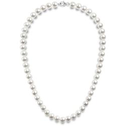 PAVOI Sterling Silver Round White Simulated Shell Pearl Necklace Strand | Pearl Choker Necklace | Jewelry for Women