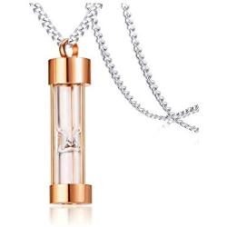 VNOX Memorial Jewellery Stainless Steel Glass Hourglass Shapes Urn Cremation Pendant Necklace,Gold Plated