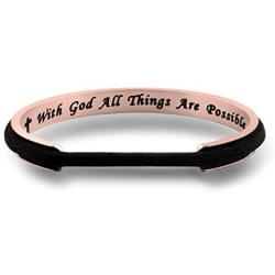 Zuo Bao Religious Jewelry with God All Things are Possible Hair Tie Bracelet Faith Cuff Bangle Bracelet Christian Gifts