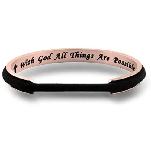 Zuo Bao Religious Jewelry with God All Things are Possible Hair Tie Bracelet Faith Cuff Bangle Bracelet Christian Gifts