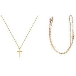 2Pcs Dainty Cross Pendant Minimalism Fashion Style Necklaces Gold Silver Plated Cute Tiny Charm Necklace Elegant Delicate Fashion Jewelry for Women