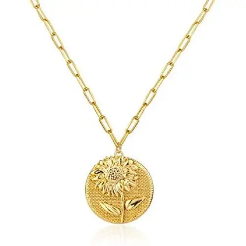 YBMYCM Birth Month Flower Pendant Necklaces 18K Real Gold Plated Dainty Simple Floral Disc Pendant Minimalist Personalized Everyday Jewelry for Mom Daughter Gift for Her YBMYCM Birth Month Flower Pendant Necklaces 18K Real Gold Plated Dainty Simple Floral Disc Pendant Minimalist Personalized Everyday Jewelry for Mom Daughter Gift for Her