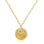 YBMYCM Birth Month Flower Pendant Necklaces 18K Real Gold Plated Dainty Simple Floral Disc Pendant Minimalist Personalized Everyday Jewelry for Mom Daughter Gift for Her