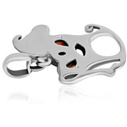 Multicolor Amber Sterling Silver Rocking Horse Pendant