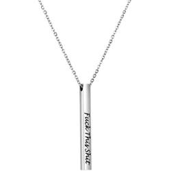 Ankiyabe Inspirational Long Vertical Bar Necklace for Her Nevertheless She Persisted Motivational Mantra Quote Engraved Cube Bar Pendant Gift for Women Girls