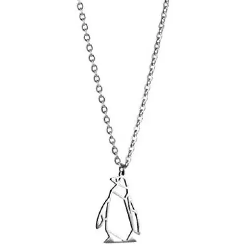 La Menagerie Penguin Silver Origami Jewelry & Silver Geometric Necklace – 925 Sterling Plated Silver Necklace & Penguin Necklaces for Women – Penguin Necklace for Girls & Origami Necklace