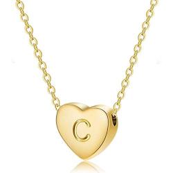 Fashion Heart Initial Necklaces for Women Girls Tiny Initial Necklaces for Women 18K Gold Filled Heart Pendant Letter Alphabet Necklace Kids Heart Letter Initial Necklace Birthday Gifts for Girls