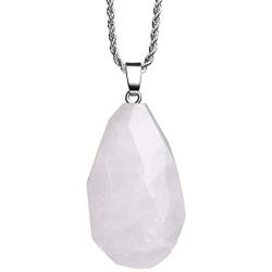 Natural Gemstone Pendant Necklace Healing Crystal Quartz Reiki Chakra Gem Stones 18 Inch Jewelry Women Girls Men Birthday Gifts 24 Stainless Steel Chain