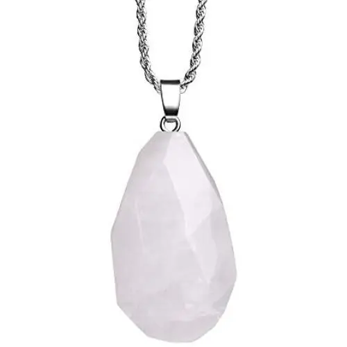 Natural Gemstone Pendant Necklace Healing Crystal Quartz Reiki Chakra Gem Stones 18 Inch Jewelry Women Girls Men Birthday Gifts 24 Stainless Steel Chain