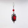 Gothic Red Rose Cameo Earrings Surrounded by Thorns with Red Bead