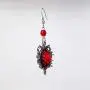 Gothic Red Rose Cameo Earrings Surrounded by Thorns with Red Bead Gothic Red Rose Cameo Earrings Surrounded by Thorns with Red Bead
