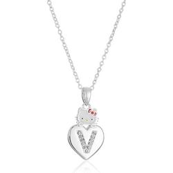 Hello Kitty Girls Crystal and Enamel Initial Pendant Necklace, 18''